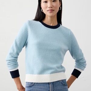 Banana Republic Color Block Pullover Sweater Lt & Dk Blue/White Size S